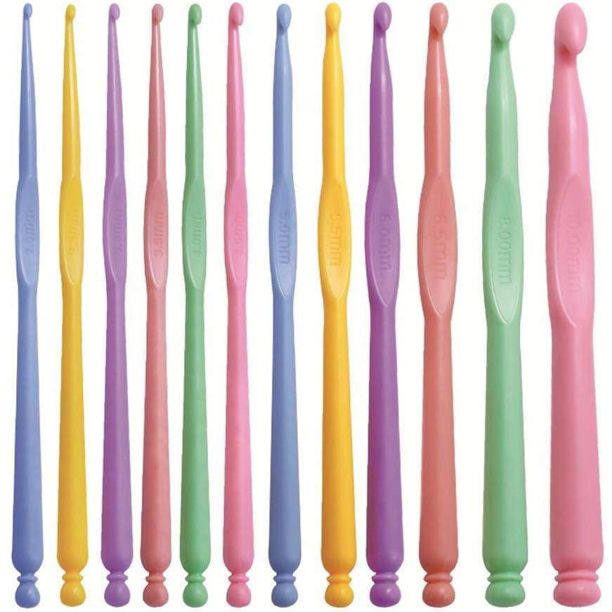 image:imageKatech 12 pcs Crochet Hooks Different Sizes 20100 mm Ergonomic Plastic Handle Crochet Knitting Needles Set DIY Craft Yarn Weaving Tools for Crochet Enthusiasts to Make Socks Hat Scarf Bag Cappink