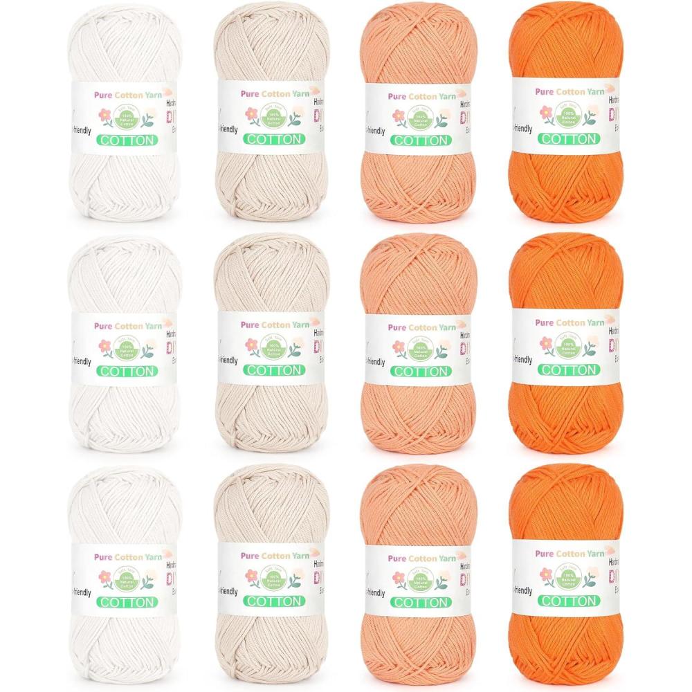 image:imageKatech 1OO Cotton Yarn for Crocheting amp Knitting12Color of 137 Yards176 oz Baby Cotton Yarn Sport Weight CYC 2Soft amp BreathableIdeal for Dishcloths Baby Clothes PotholdersF