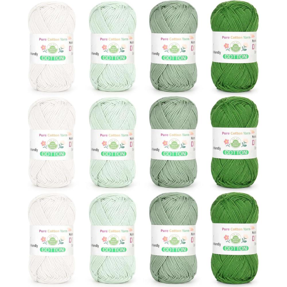 image:imageKatech 1OO Cotton Yarn for Crocheting amp Knitting12Color of 137 Yards176 oz Baby Cotton Yarn Sport Weight CYC 2Soft amp BreathableIdeal for Dishcloths Baby Clothes PotholdersG