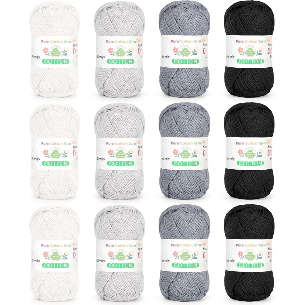 image:imageKatech 1OO Cotton Yarn for Crocheting amp Knitting12Color of 137 Yards176 oz Baby Cotton Yarn Sport Weight CYC 2Soft amp BreathableIdeal for Dishcloths Baby Clothes PotholdersE