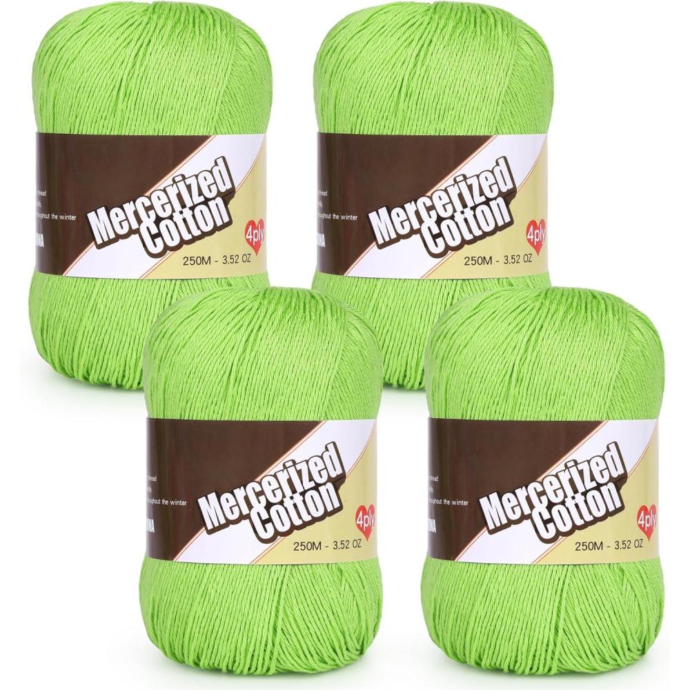 image:imageKatech 1OO Mercerized Cotton Yarn for Crocheting amp KnittingSoft Sport Weight CYC 2 4 Pcs 352 Oz 100g273 Yd 250m Ideal Crochet Yarn for Blankets Clothes Opera Cape Bags Dishcloth AGrass green