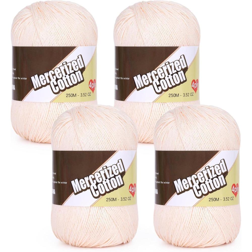 image:imageKatech 1OO Mercerized Cotton Yarn for Crocheting amp KnittingSoft Sport Weight CYC 2 4 Pcs 352 Oz 100g273 Yd 250m Ideal Crochet Yarn for Blankets Clothes Opera Cape Bags Dishcloth AWhite pink