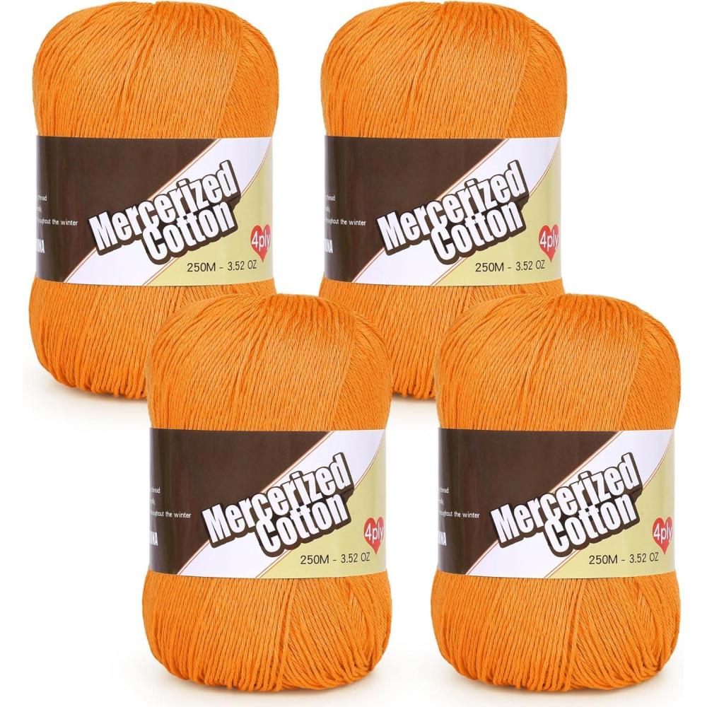 image:imageKatech 1OO Mercerized Cotton Yarn for Crocheting amp KnittingSoft Sport Weight CYC 2 4 Pcs 352 Oz 100g273 Yd 250m Ideal Crochet Yarn for Blankets Clothes Opera Cape Bags Dishcloth AOrange