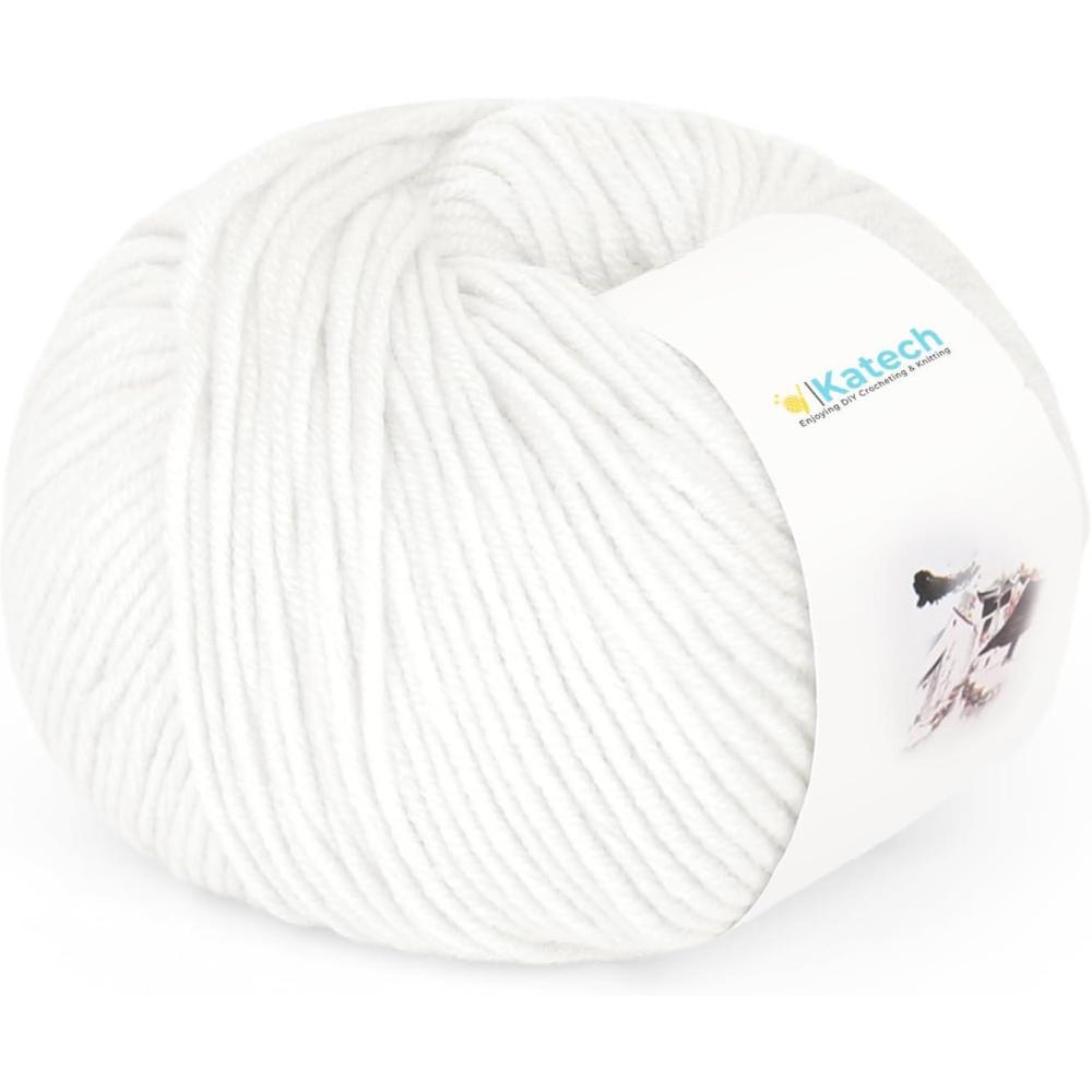image:imageKatech 20 Skeins Cotton Yarn for Crocheting55 Cotton 45 Acrylic4 Medium WorstedSuper Soft Milk Cotton YarnGreat Crochet and Knitting Starter Kit for Colorful CraftPure white