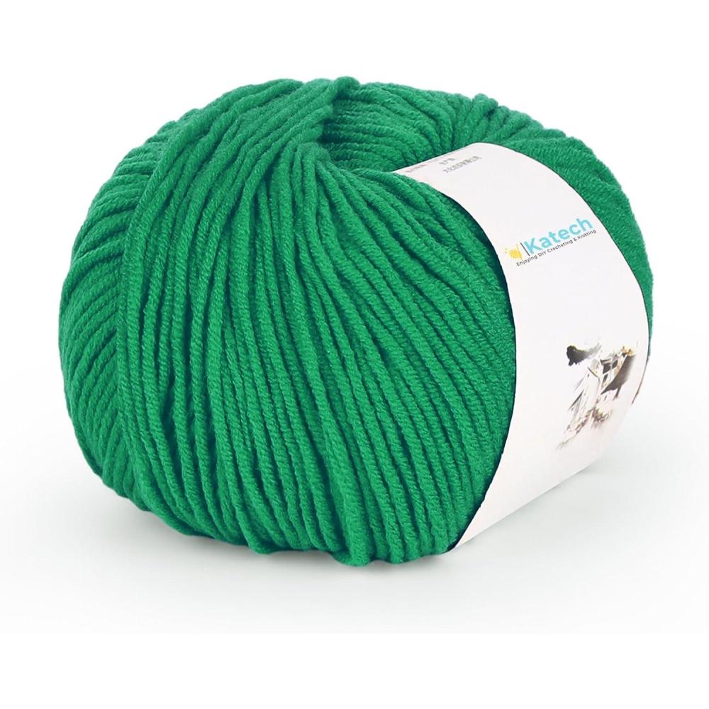 image:imageKatech 20 Skeins Cotton Yarn for Crocheting55 Cotton 45 Acrylic4 Medium WorstedSuper Soft Milk Cotton YarnGreat Crochet and Knitting Starter Kit for Colorful CraftDark green