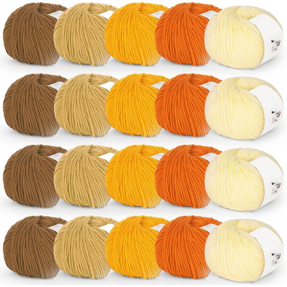 image:imageKatech 20 Skeins Cotton Yarn for Crocheting55 Cotton 45 Acrylic4 Medium WorstedSuper Soft Milk Cotton YarnGreat Crochet and Knitting Starter Kit for Colorful CraftColor E