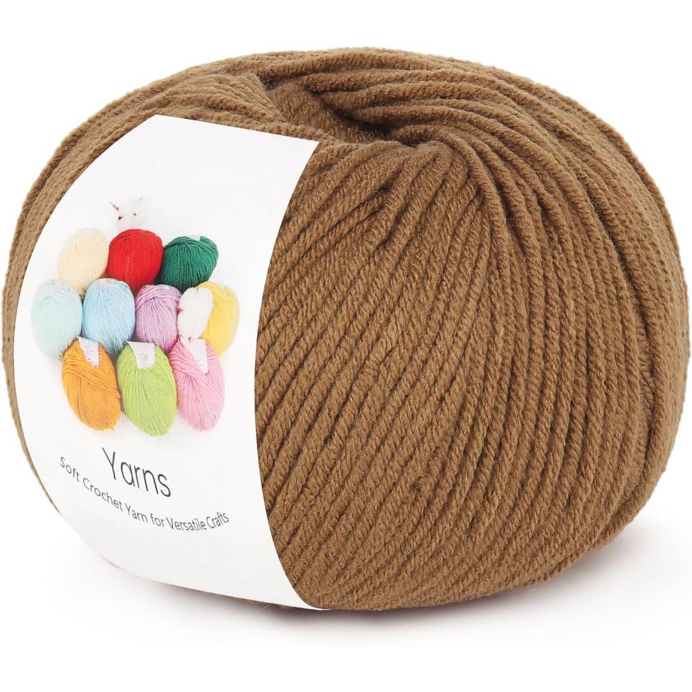 image:imageKatech 20 Skeins Cotton Yarn for Crocheting55 Cotton 45 Acrylic4 Medium WorstedSuper Soft Milk Cotton YarnGreat Crochet and Knitting Starter Kit for Colorful CraftBrown