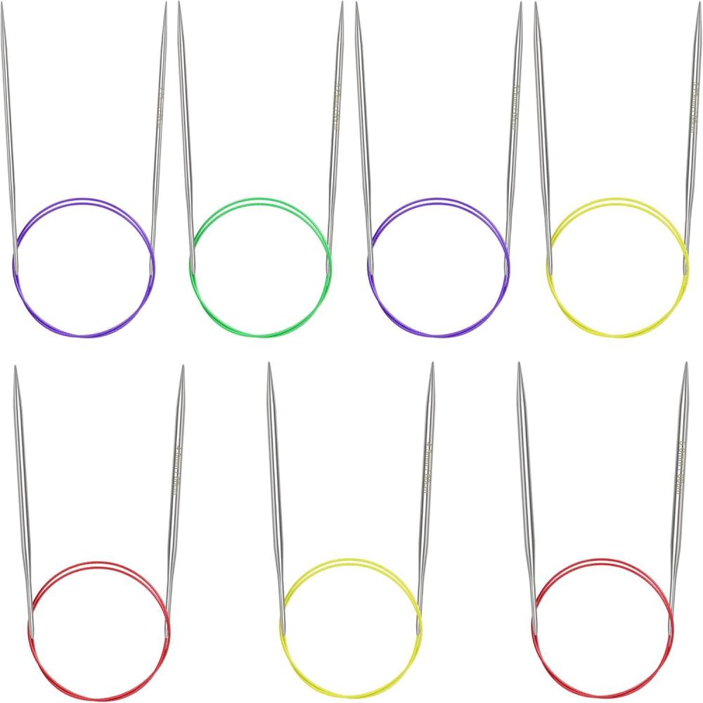 image:imageKatech 24 inch 60cm Circular Knitting Needles Set 275mm500mm Stainless Steel Knitting Needles with Cables 7 Sizes Round Needle for Sweaters Hats Socks Scarves24IN