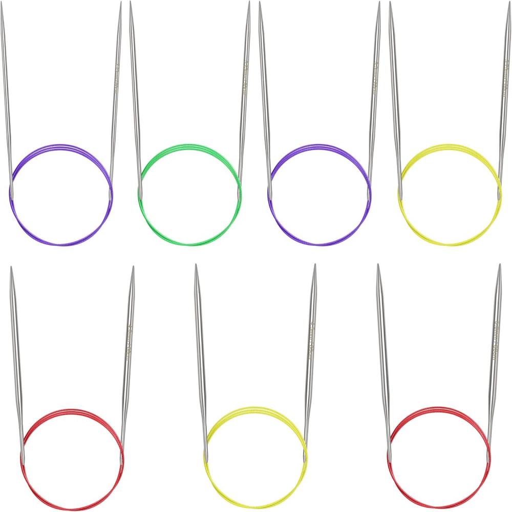 image:imageKatech 24 inch 60cm Circular Knitting Needles Set 275mm500mm Stainless Steel Knitting Needles with Cables 7 Sizes Round Needle for Sweaters Hats Socks Scarves32IN