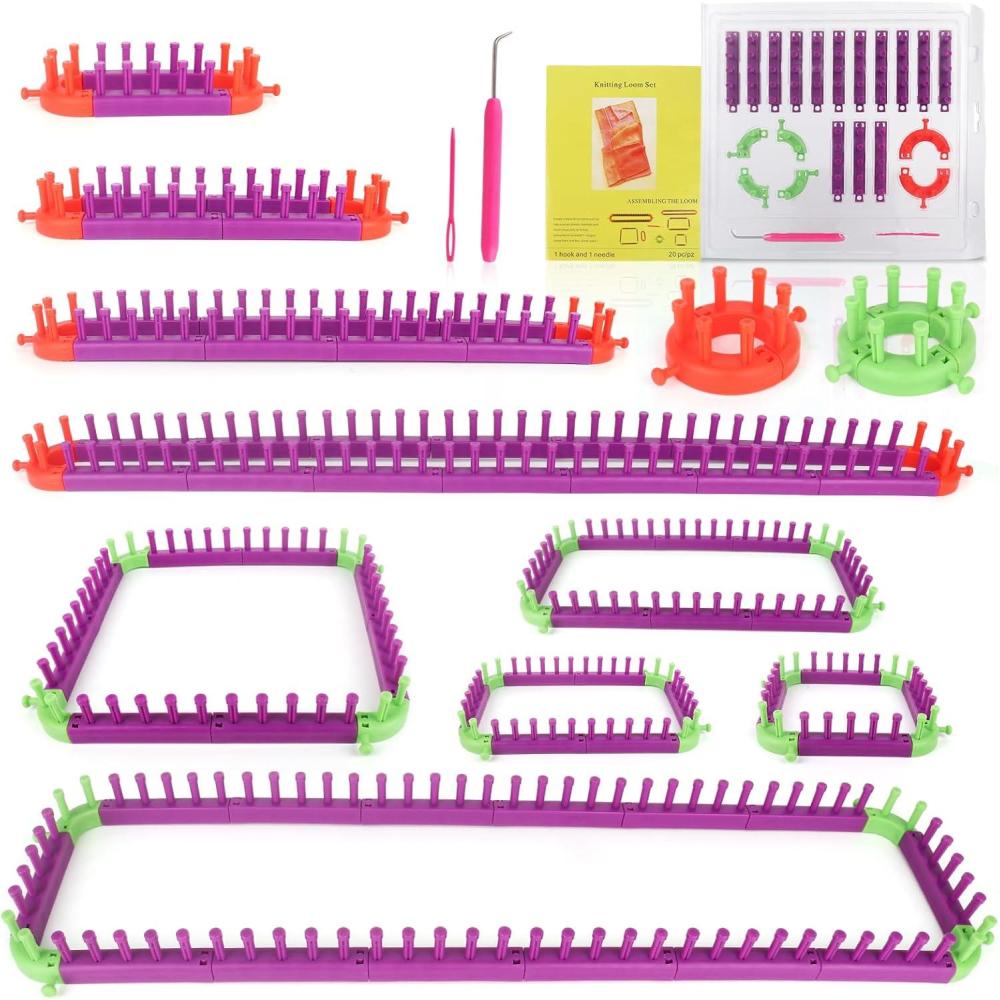 image:imageKatech Adjustable Knitting Looms Set Customized Sizes for Your ProjectAfghan LoomBlanket LoomSock Scarf LoomHat Loom for CrochetingCrochet Loom with Loom Knitting Book Hook Needle Allinone