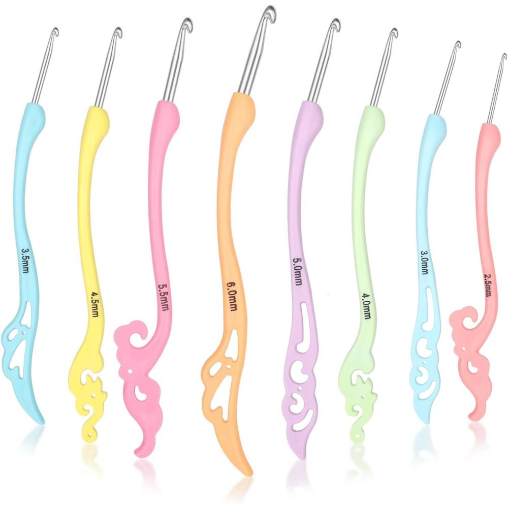 image:imageKatech Crochet Hooks 8 Pieces Different Sizes 25mm60mm Smooth Knitting Needles Ergonomic Handle Retro Fancy Crochet Needle Hand DIY Crafts Yarn Weaving Tools for Crochet LoversMulticolor