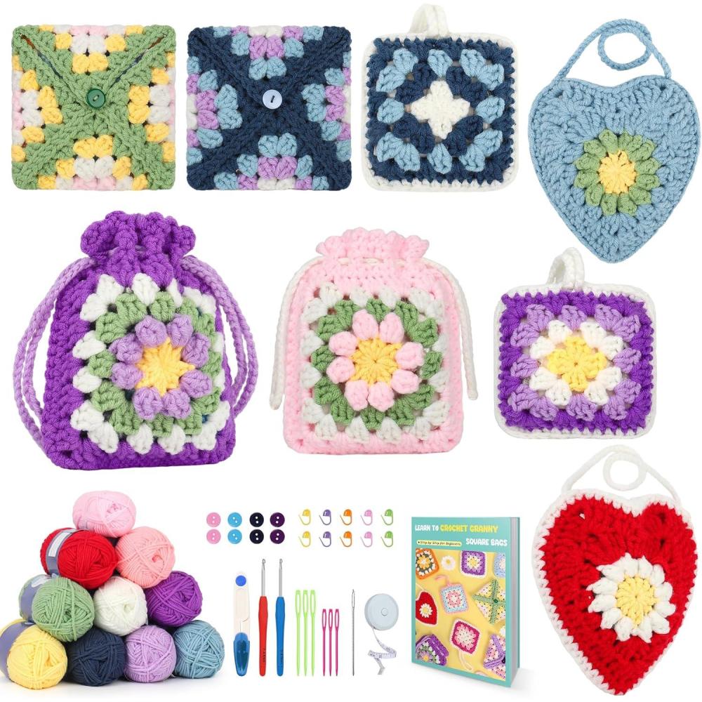 image:imageKatech Crochet Kit for Beginners Adults  Coin Purse Crochet Kit with StepbyStep Instructions Premium Yarn Hook amp Supplies  LearntoCrochet Small Bag Wallet or Creative Giftgranny square flower