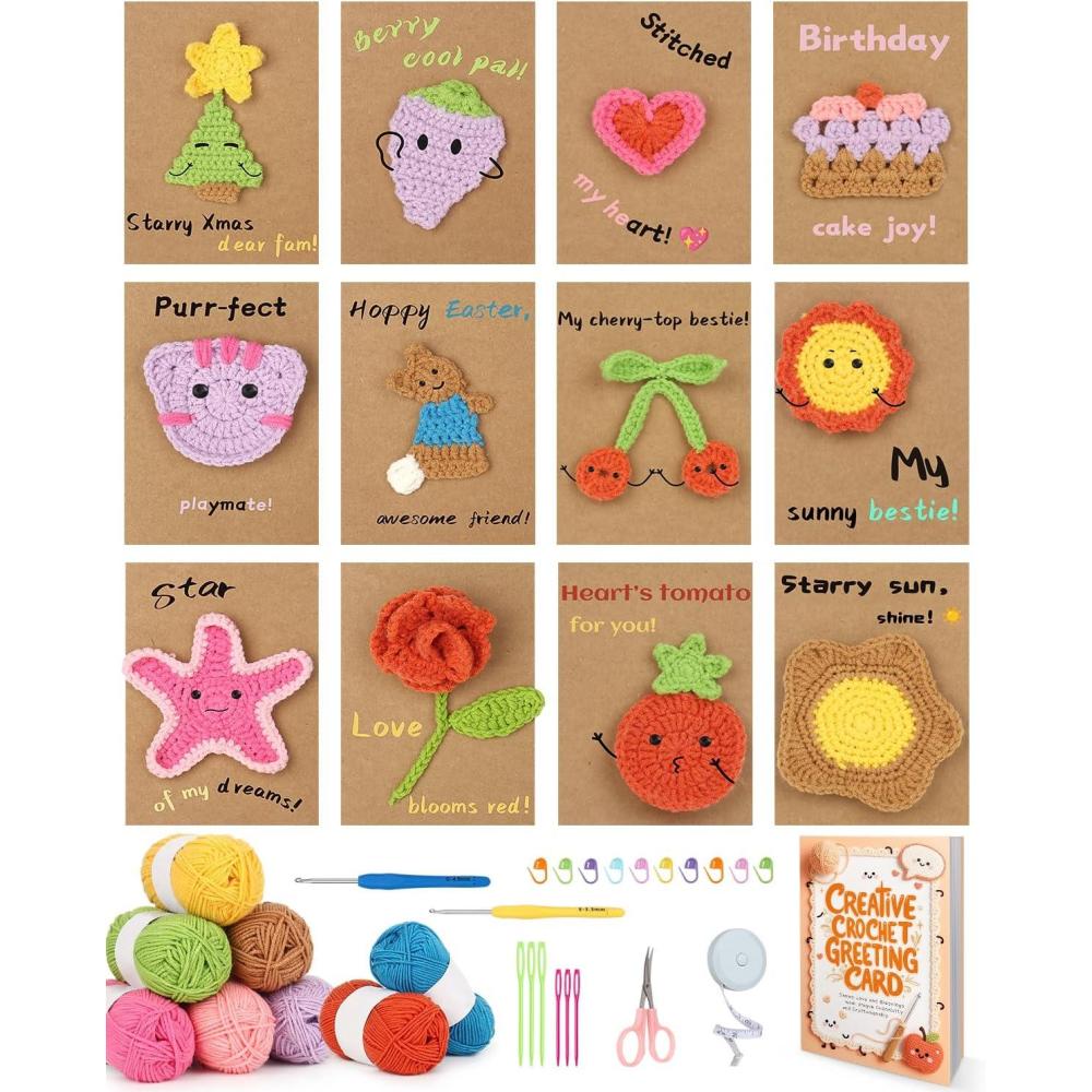 image:imageKatech Crochet Kit for Beginners Adults amp Kids  Greeting Card Beginner Crochet Kit for Adults with StepbyStep Tutorial Learn to Crochets Greeting Card Knitting Set for Any Occasion Gifts