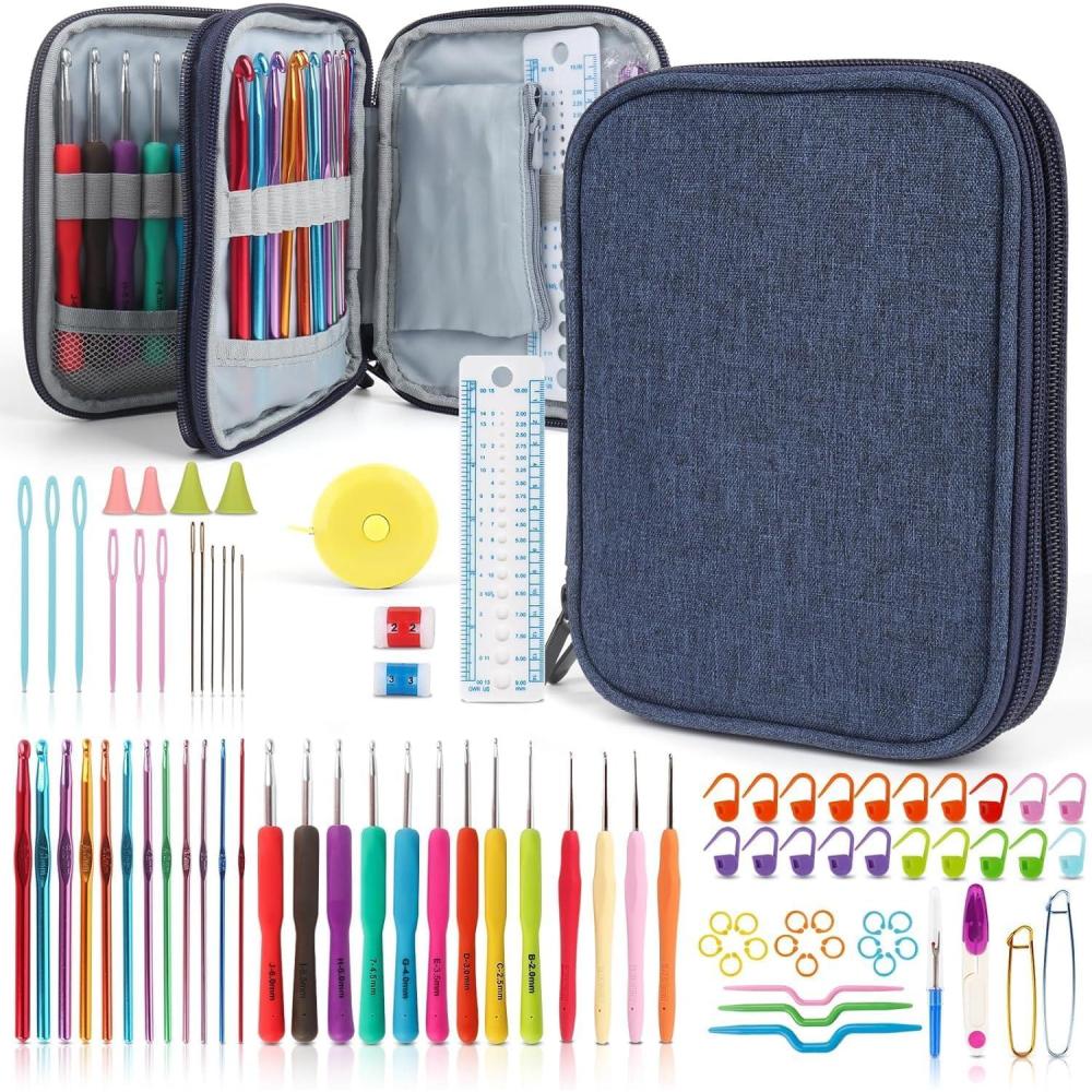 image:imageKatech Crochet Kit for Beginners Beginner Crochet Kit for AdultsCrochet Kits Includes Crochet Hooks Knitting Bag Crochet Yarn for Crocheting Instruction Knitting Kit Crochet Supplies GiftUpgraded Crochet Set