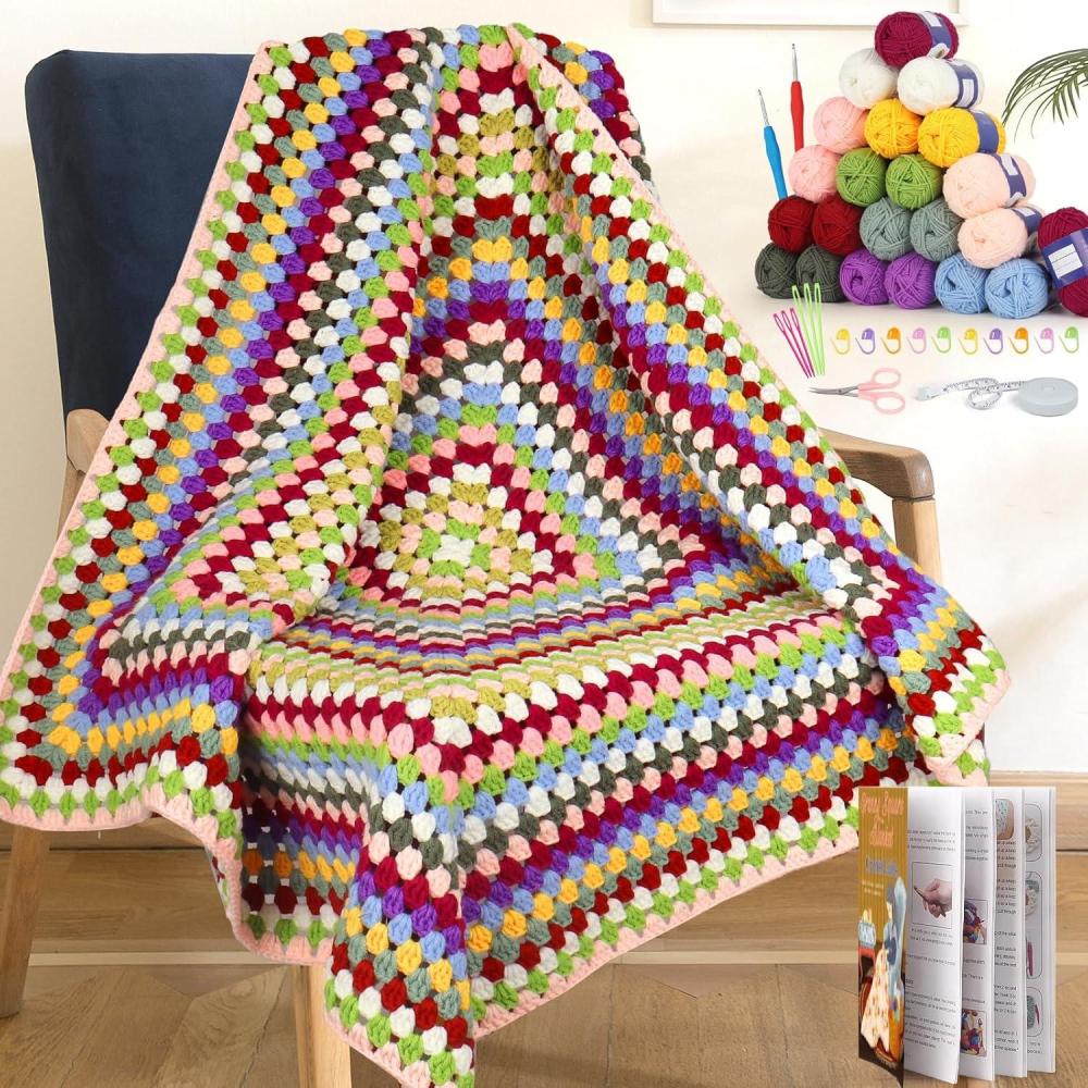 image:imageKatech Crochet Kit for BeginnersBeginner Crochet Kits for Adults KidsLearn to Crochet Granny Squares Blanket Kit wEasy to Follow Instructions Enough Yarn for CrochetingKnitting Kit for Beginners