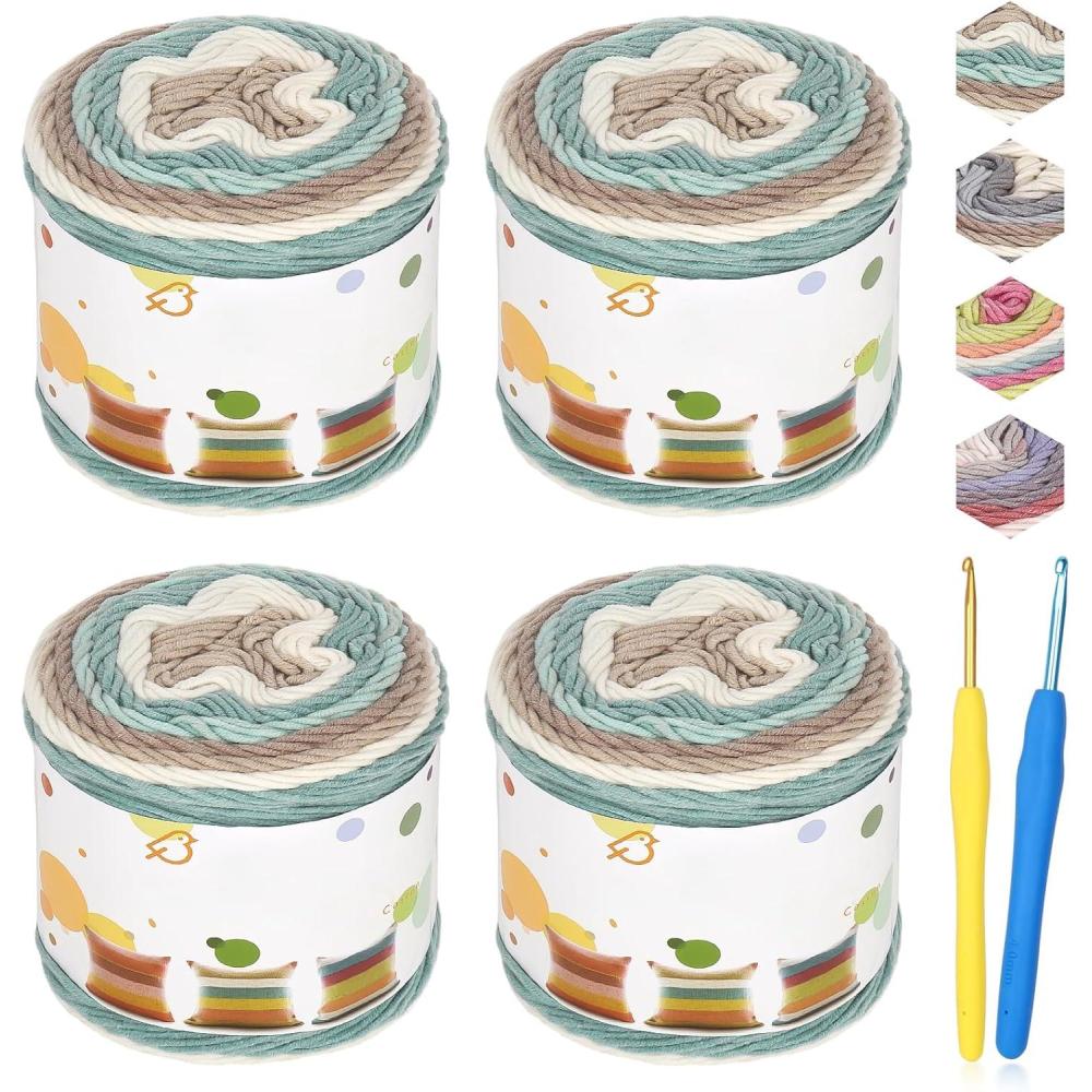 image:imageKatech Gradient Cake Yarn for Crocheting amp Knitting  Ombre Yarn with Vibrant Colors Soft Cotton for Scarves Shawls Blankets amp Garments 4x100gColor A