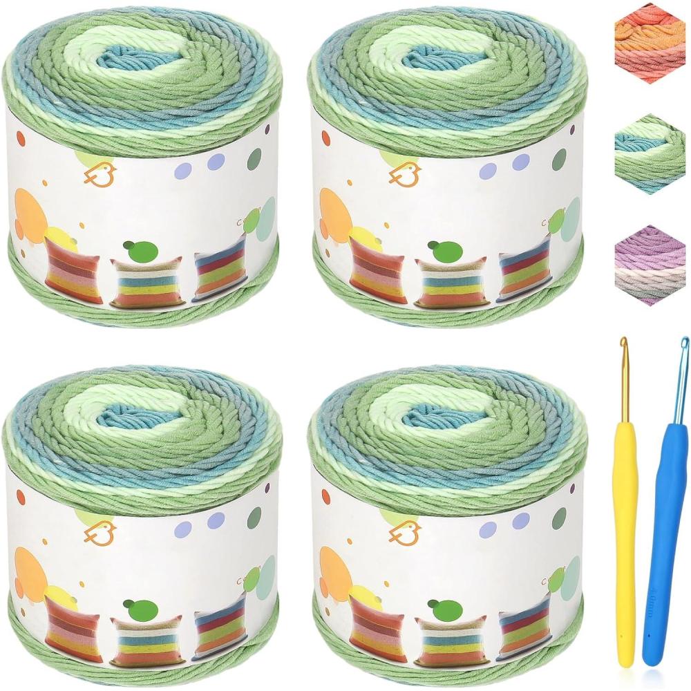 image:imageKatech Gradient Cake Yarn for Crocheting amp Knitting  Ombre Yarn with Vibrant Colors Soft Cotton for Scarves Shawls Blankets amp Garments 4x100gColor G