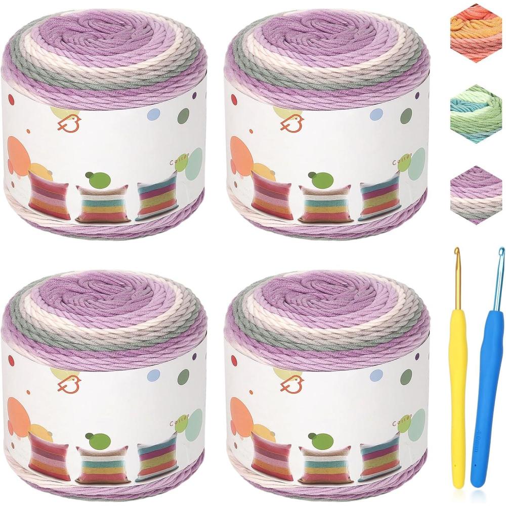 image:imageKatech Gradient Cake Yarn for Crocheting amp Knitting  Ombre Yarn with Vibrant Colors Soft Cotton for Scarves Shawls Blankets amp Garments 4x100gColor F