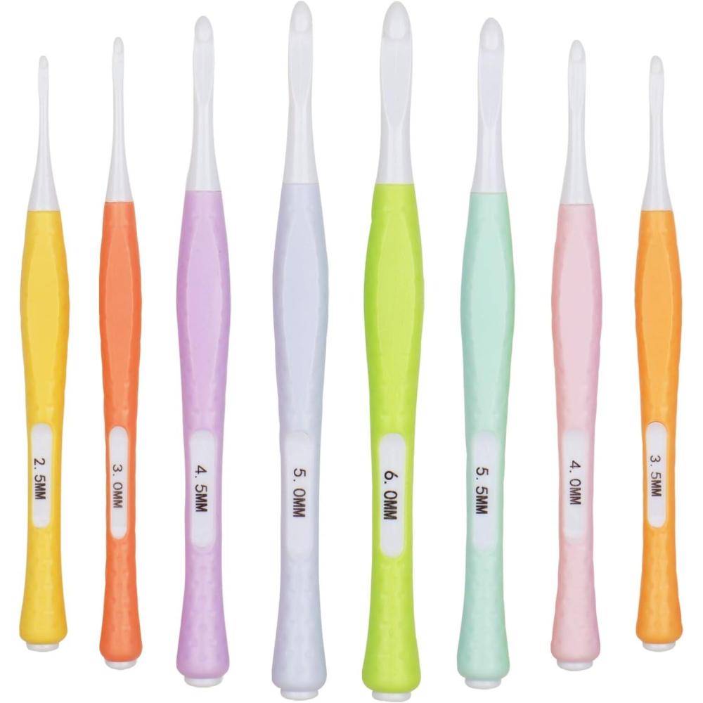 image:imageKatech Inline Crochet Hooks Set for Beginners 8 Pcs 25mm6mmCJ Non Slip Crochet Hooks Ergonomic Soft Grip for Crocheting Arthritic Hands Deep Hook Crochet Needles for Yarn Craft