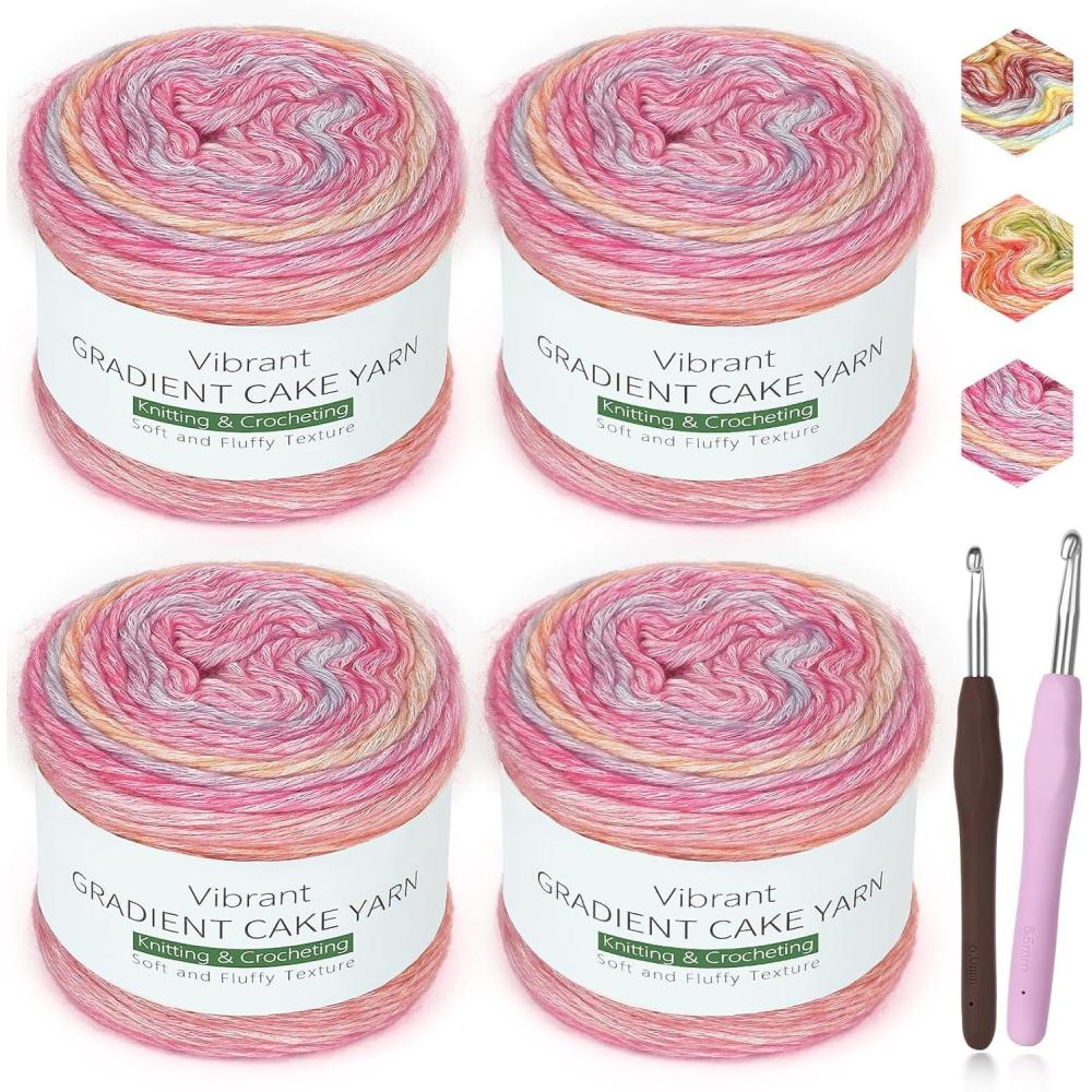 image:imageKatech Ombr Yarn for CrochetingGradient Cake Yarn4x100g 60 Cotton 30 Acrylic 10 WoolOmbr Multicolor Soft Rainbow Cotton Crochet Yarn for Scarves Shawls Blankets and GarmentsGJ