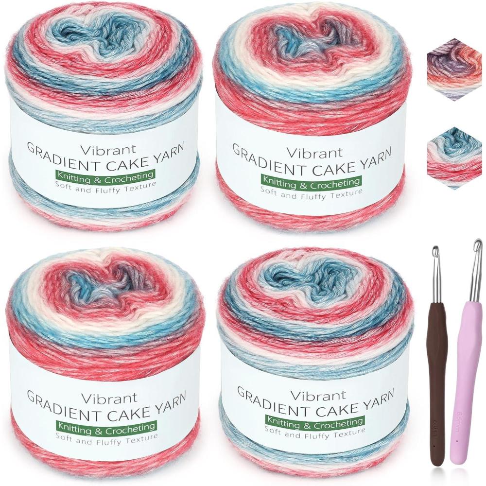 image:imageKatech Ombr Yarn for CrochetingGradient Cake Yarn4x100g 60 Cotton 30 Acrylic 10 WoolOmbr Multicolor Soft Rainbow Cotton Crochet Yarn for Scarves Shawls Blankets and GarmentsGM
