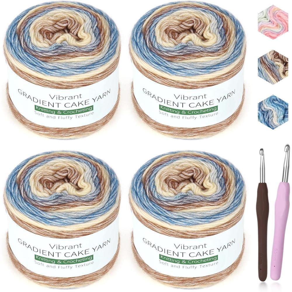 image:imageKatech Ombr Yarn for CrochetingGradient Cake Yarn4x100g 60 Cotton 30 Acrylic 10 WoolOmbr Multicolor Soft Rainbow Cotton Crochet Yarn for Scarves Shawls Blankets and GarmentsGA