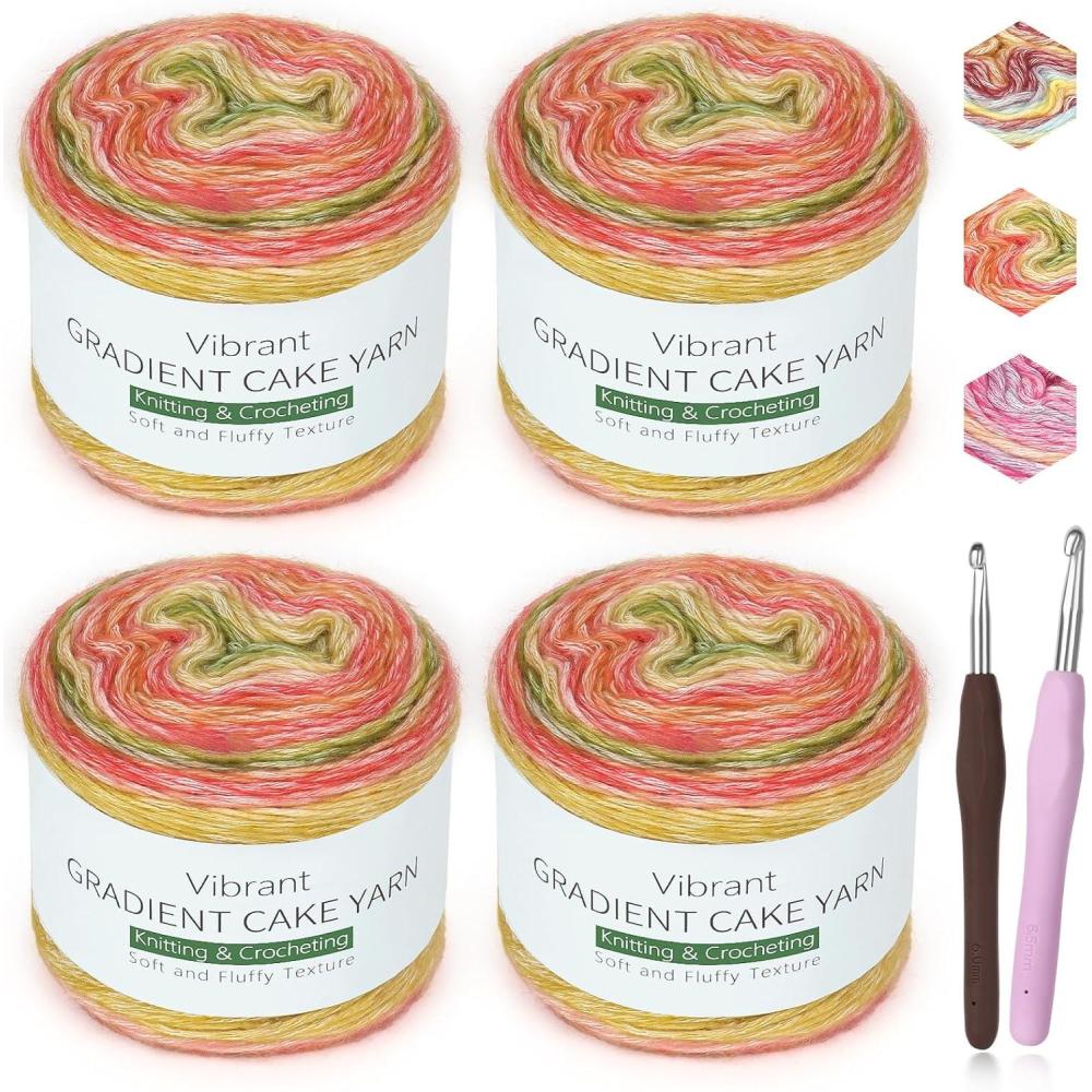 image:imageKatech Ombr Yarn for CrochetingGradient Cake Yarn4x100g 60 Cotton 30 Acrylic 10 WoolOmbr Multicolor Soft Rainbow Cotton Crochet Yarn for Scarves Shawls Blankets and GarmentsGH