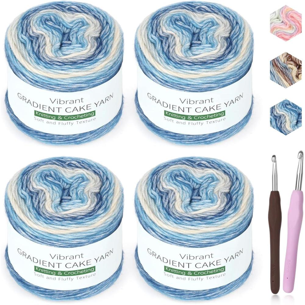 image:imageKatech Ombr Yarn for CrochetingGradient Cake Yarn4x100g 60 Cotton 30 Acrylic 10 WoolOmbr Multicolor Soft Rainbow Cotton Crochet Yarn for Scarves Shawls Blankets and GarmentsGG