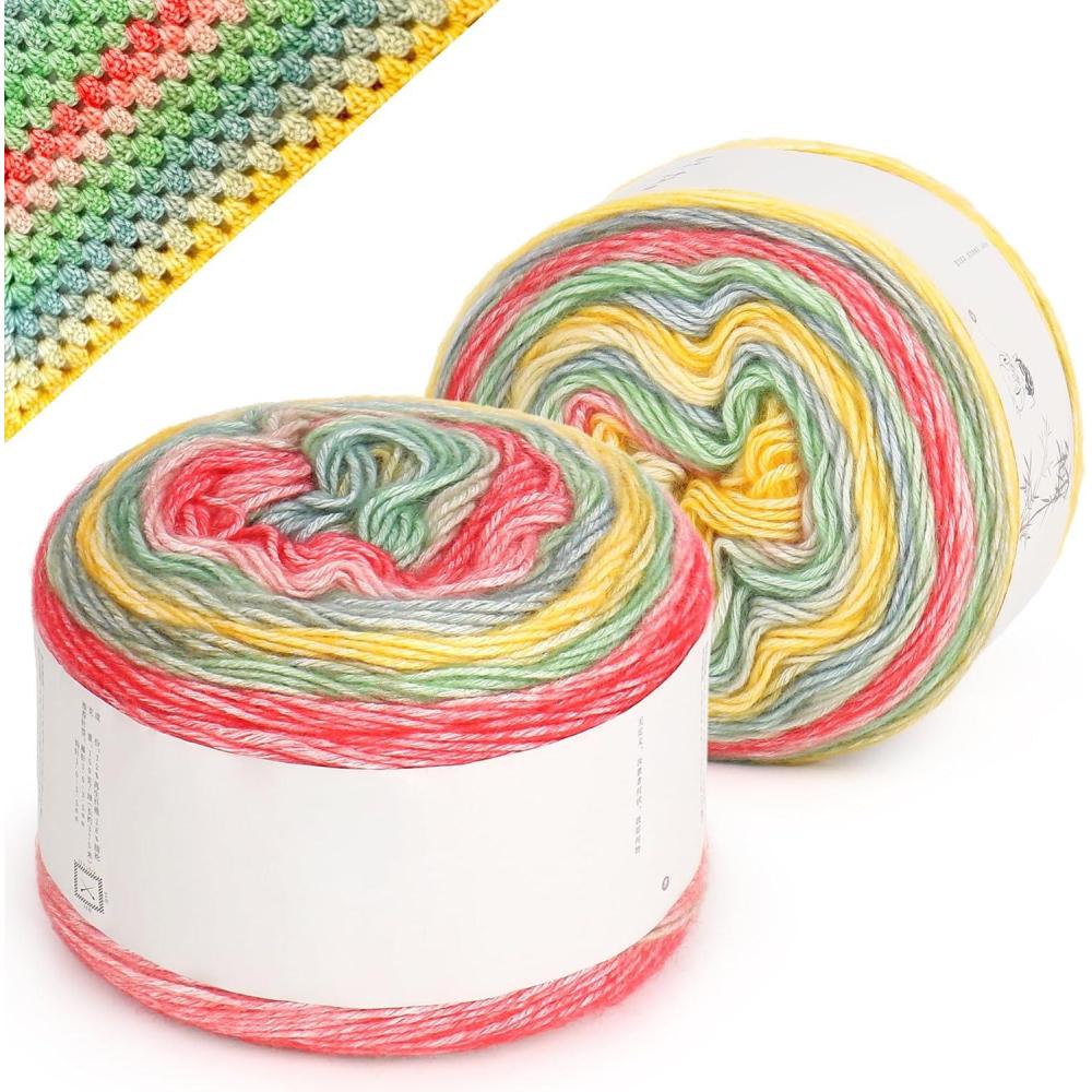 image:imageKatech Ombre Yarn for Crocheting KnittingGradient Cake Variegated Soft Yarn with Vibrant ColorsMulticolorPerfect for Blankets Scarves Shawls and Garments Color CColor B