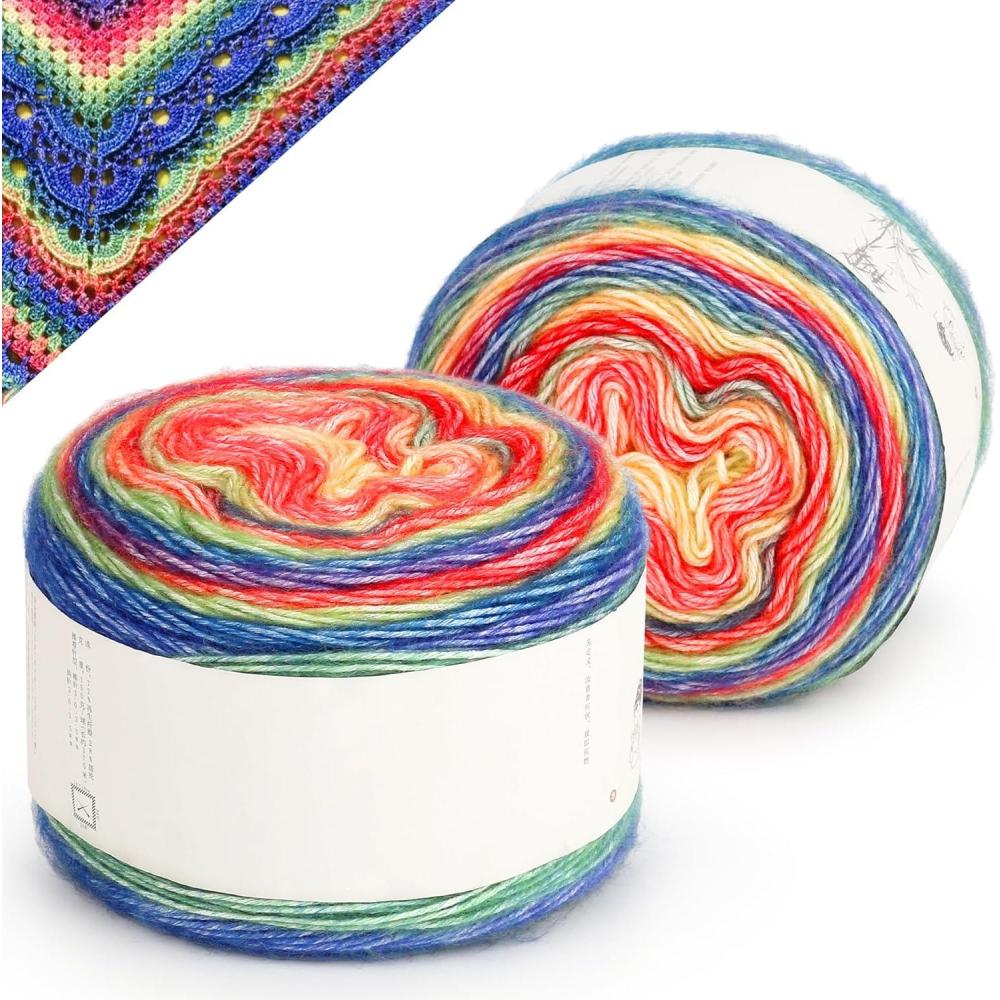 image:imageKatech Ombre Yarn for Crocheting KnittingGradient Cake Variegated Soft Yarn with Vibrant ColorsMulticolorPerfect for Blankets Scarves Shawls and Garments Color CColor A
