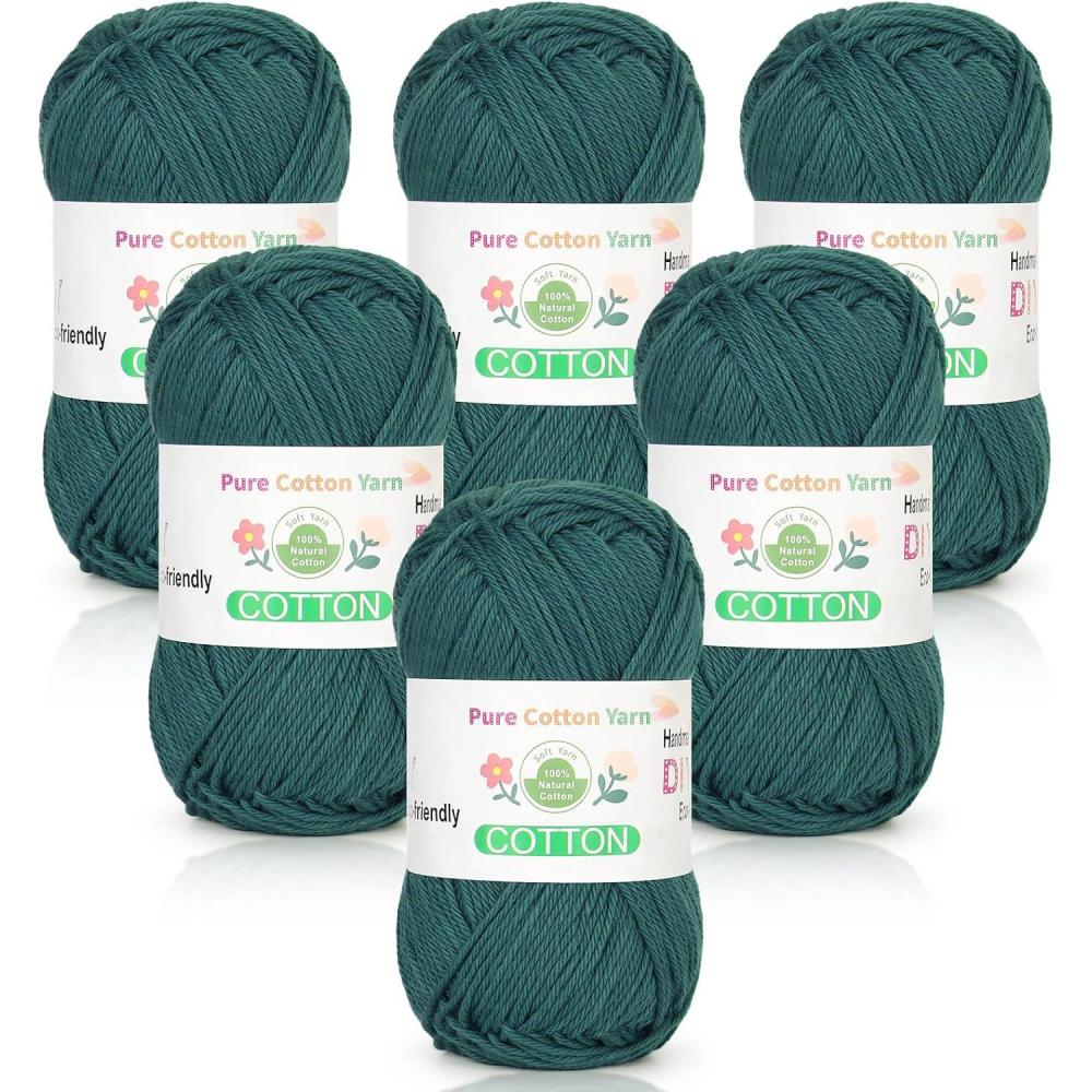 image:imageKatech Pure Cotton Yarn for Crocheting amp KnittingSoft Sport Weight CYC 2 6 Skeins 50g Each 300g Total Ideal Crochet Yarn for Dishcloths Baby Clothes Socks Lightweight ScarvesSoft WhiteSlate Green