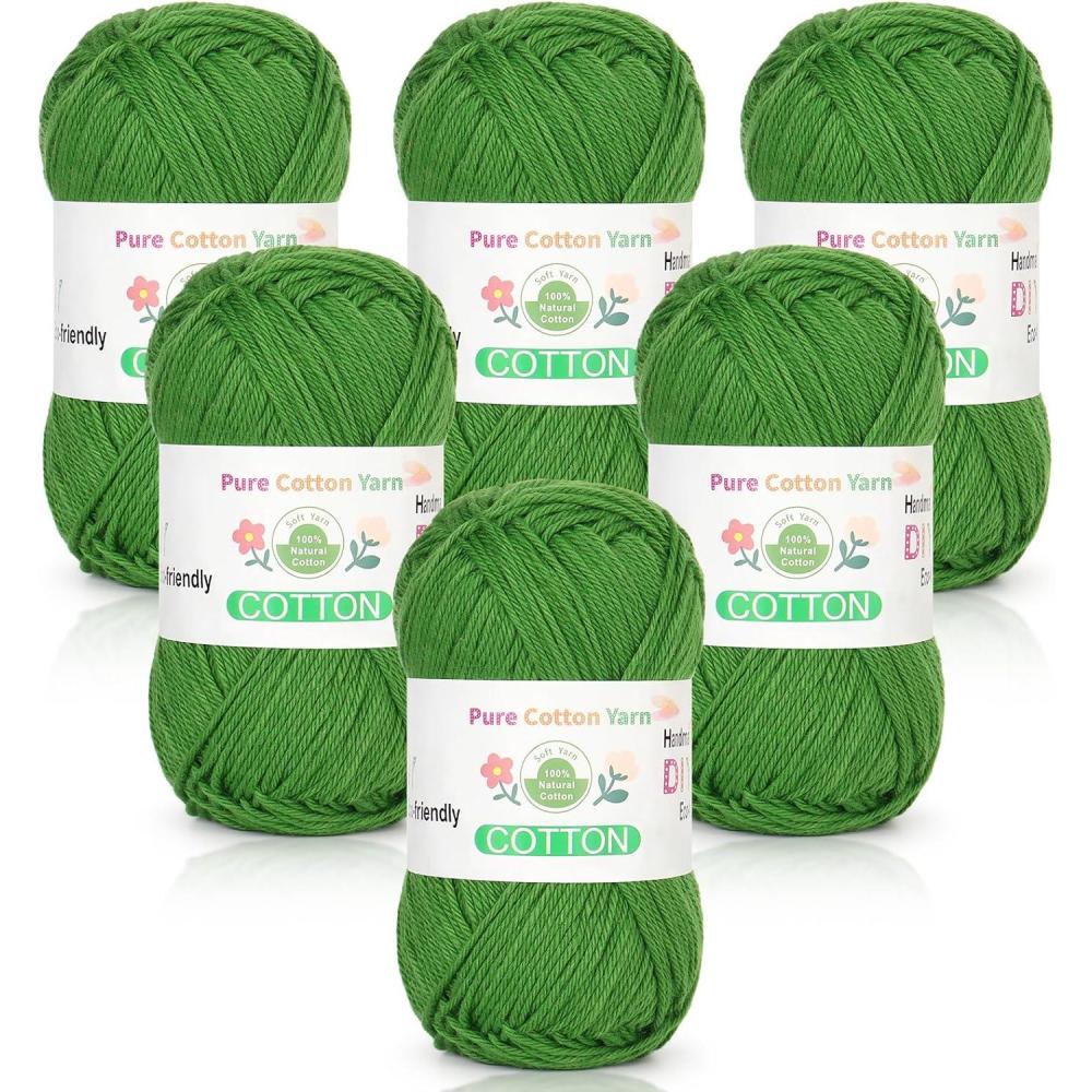 image:imageKatech Pure Cotton Yarn for Crocheting amp KnittingSoft Sport Weight CYC 2 6 Skeins 50g Each 300g Total Ideal Crochet Yarn for Dishcloths Baby Clothes Socks Lightweight ScarvesSoft WhiteGrass