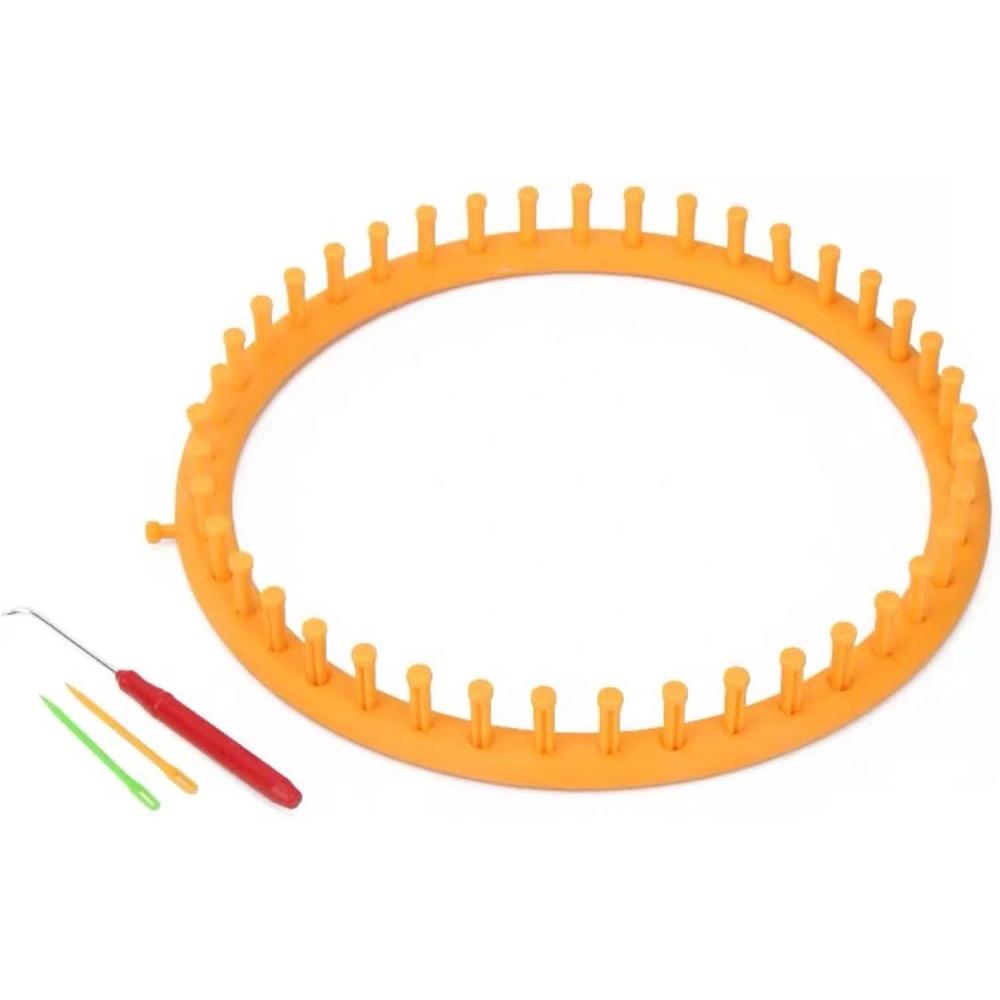 image:imageKatech Round Knitting Looms Set 14 cm Diameter Blue Plastic Weaving Looms Scarf Hats Making Tools DIY Crocheting Handmade Craft Kit with a Crochet Hook and Needle for Knitting Lovers BlueYellow 29 cm  114 inch