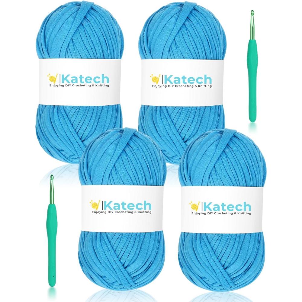 image:imageKatech TShirt Yarn in Pink for Crocheting 4x100g130yds Elastic Fabric Kit for Knitting amp Hand DIY Projects Home Decorblue