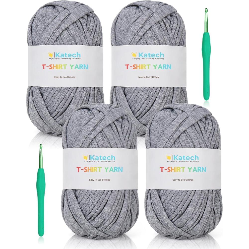 image:imageKatech TShirt Yarn in Pink for Crocheting 4x100g130yds Elastic Fabric Kit for Knitting amp Hand DIY Projects Home Decorgray
