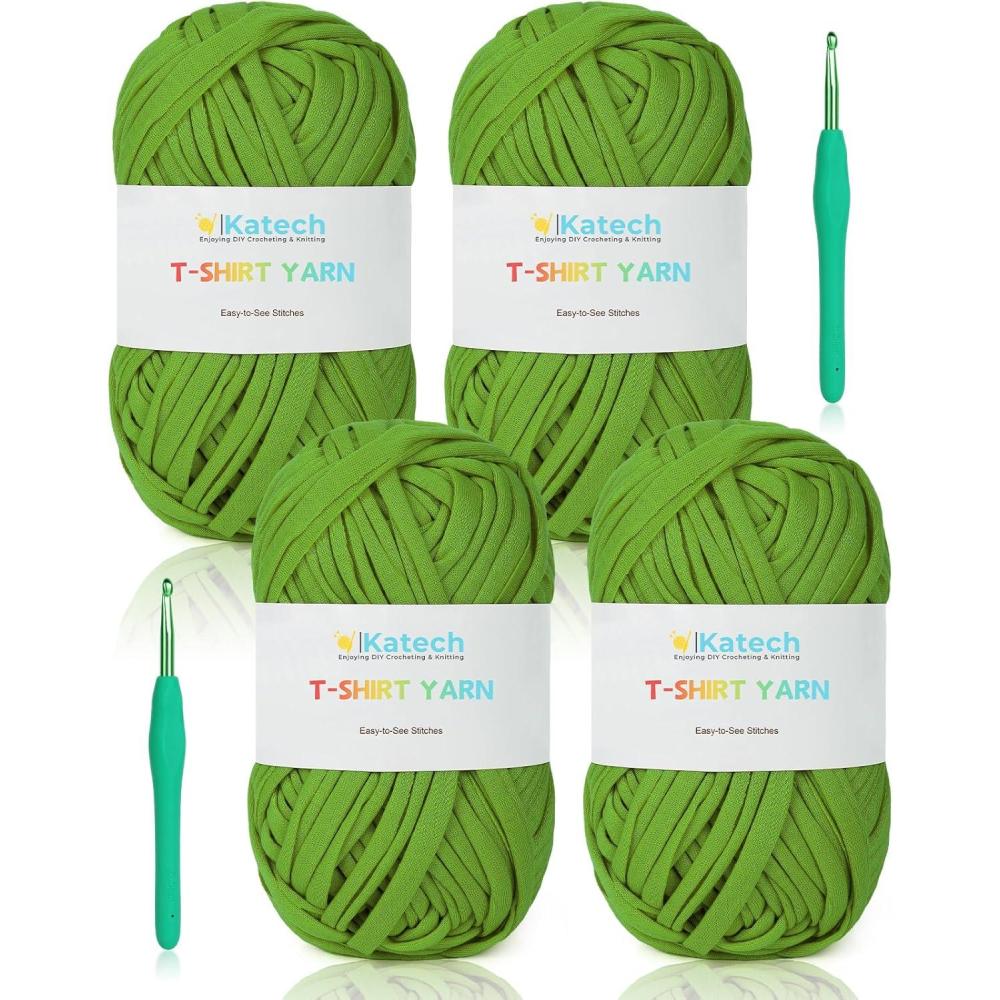 image:imageKatech TShirt Yarn in Pink for Crocheting 4x100g130yds Elastic Fabric Kit for Knitting amp Hand DIY Projects Home Decorgreen