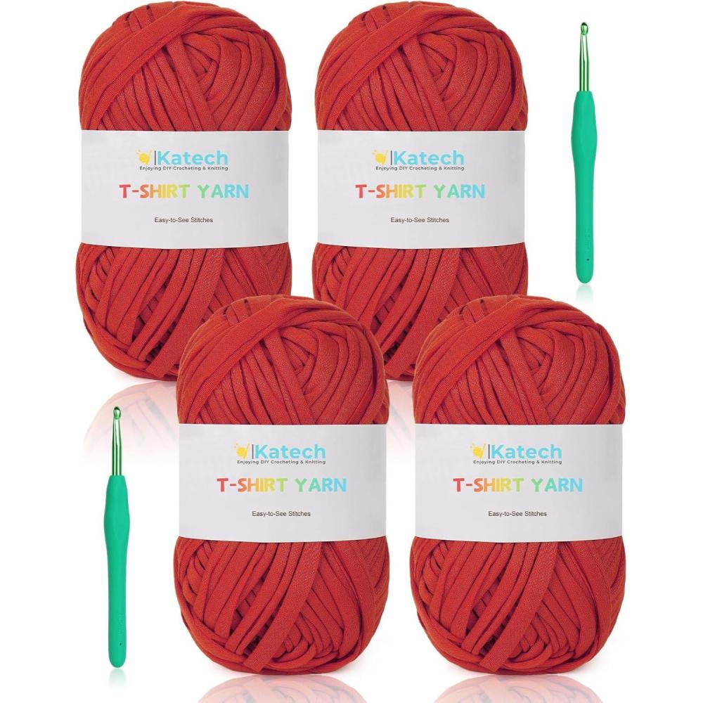 image:imageKatech TShirt Yarn in Pink for Crocheting 4x100g130yds Elastic Fabric Kit for Knitting amp Hand DIY Projects Home Decorred