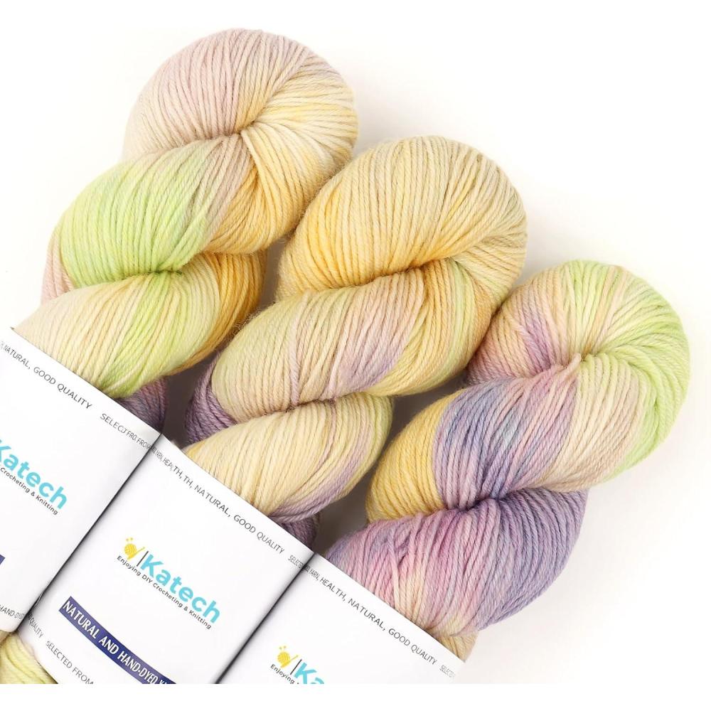 image:imageKatech Wool Yarn for Crocheting 3 Pack 1058oz300g Cashmere Yarn 52 Wool 10 Cashmere 38 Polyester DK Weight Yarns 3885 Yards Hand Dyed Yarns for Knitting Socks Sweater ShawlBlack Redgradient F