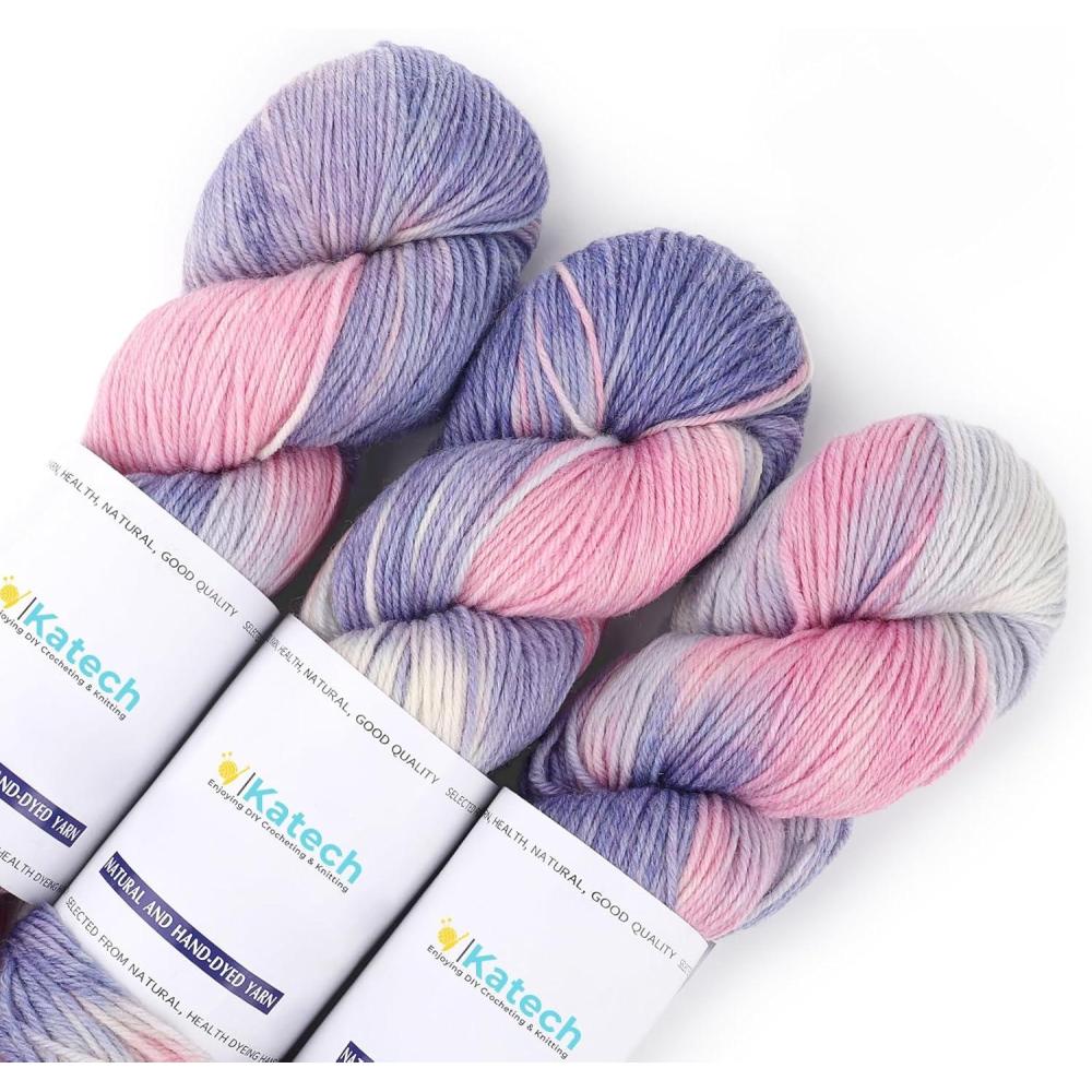 image:imageKatech Wool Yarn for Crocheting 3 Pack 1058oz300g Cashmere Yarn 52 Wool 10 Cashmere 38 Polyester DK Weight Yarns 3885 Yards Hand Dyed Yarns for Knitting Socks Sweater ShawlBlack Redgradient A