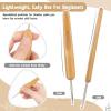 Katech 10 pcs Crochet Hooks Ergonomic Crochet Needles Bamboo Wooden Handle Small Size Crochet Hook (0.75-3.0 mm) Knit Weave Yarn Craft DIY Sewing Tools for Fine Work, Thin Yarn and Lace Knitting