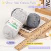 Katech 1OO% Cotton Yarn for Crocheting & Knitting–12-Color of 137 Yards/1.76 oz Baby Cotton Yarn Sport Weight CYC #2-Soft & Breathable-Ideal for Dishcloths, Baby Clothes, Potholders(E)