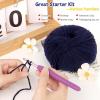 Katech 20 Skeins Cotton Yarn for Crocheting-55% Cotton 45% Acrylic-4 Medium (Worsted)-Super Soft Milk Cotton Yarn-Great Crochet and Knitting Starter Kit for Colorful Craft(Deep Blue)