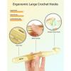 Katech 5 pcs Crochet Hooks Large Sizes (12mm / 15mm / 18mm / 20mm / 25mm) Plastic Crochet Needles Set Ergonomic Crochet Hook Kit DIY Yarn Weave Tool for Knitting Blanket, Shawl, Carpet, Sweater, Scarf