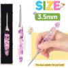 Katech 5.0mm Crochet Hook for Arthritic Hands, Hand-Polished Stainless Steel Ergonomic Crochet Hooks with Customized Sparkle Dried Floral Grip, Soft Tapered Hook-Crochet Gift for Beginner & Crocheter(3.5mm)