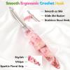 Katech 5.0mm Crochet Hook for Arthritic Hands, Hand-Polished Stainless Steel Ergonomic Crochet Hooks with Customized Sparkle Dried Floral Grip, Soft Tapered Hook-Crochet Gift for Beginner & Crocheter(6.5mm)