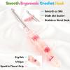 Katech 5.0mm Crochet Hook for Arthritic Hands, Hand-Polished Stainless Steel Ergonomic Crochet Hooks with Customized Sparkle Dried Floral Grip, Soft Tapered Hook-Crochet Gift for Beginner & Crocheter(5.0mm)