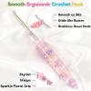 Katech 5.0mm Crochet Hook for Arthritic Hands, Hand-Polished Stainless Steel Ergonomic Crochet Hooks with Customized Sparkle Dried Floral Grip, Soft Tapered Hook-Crochet Gift for Beginner & Crocheter(3.5mm)