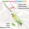 Katech 5.0mm Crochet Hook for Arthritic Hands, Hand-Polished Stainless Steel Ergonomic Crochet Hooks with Customized Sparkle Dried Floral Grip, Soft Tapered Hook-Crochet Gift for Beginner & Crocheter(5.5mm)
