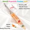 Katech 5.0mm Crochet Hook for Arthritic Hands, Hand-Polished Stainless Steel Ergonomic Crochet Hooks with Customized Sparkle Dried Floral Grip, Soft Tapered Hook-Crochet Gift for Beginner & Crocheter(6.0mm)