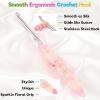 Katech 5.0mm Crochet Hook for Arthritic Hands, Hand-Polished Stainless Steel Ergonomic Crochet Hooks with Customized Sparkle Dried Floral Grip, Soft Tapered Hook-Crochet Gift for Beginner & Crocheter(4.5mm)